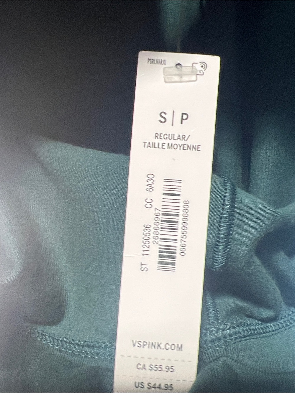 PINK Green Fold-Over Yoga Pants NWT - Picture 4 of 4